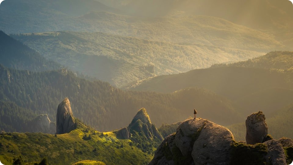 Sunrise over a mountain landscape